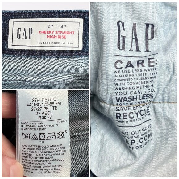 GAP Cheeky Straight High Rise Dark Wash Button Fly Jeans Petite Size 27 - Picture 3 of 7